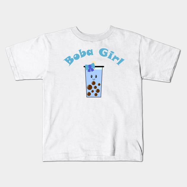 Boba Girl in Blue Kids T-Shirt by Kelly Gigi